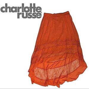 Charlotte Russe High Low Orange Lace Skirt Size XS